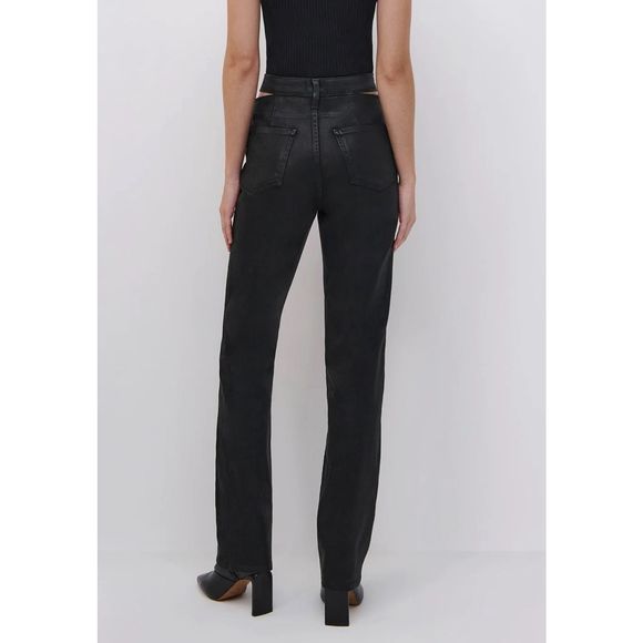 Simkhai Amelia Straight Leg Denim Coated Black Size 31 - Picture 3 of 11